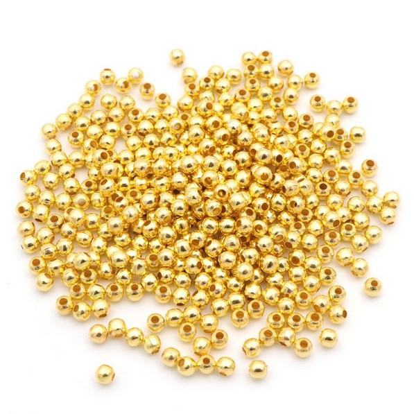 Hạt Xỏ Làm Trang Sức Diy Chất Liệu Sắt Màu Vàng Kim 2 / 3 / 4 / 6 / 8mm