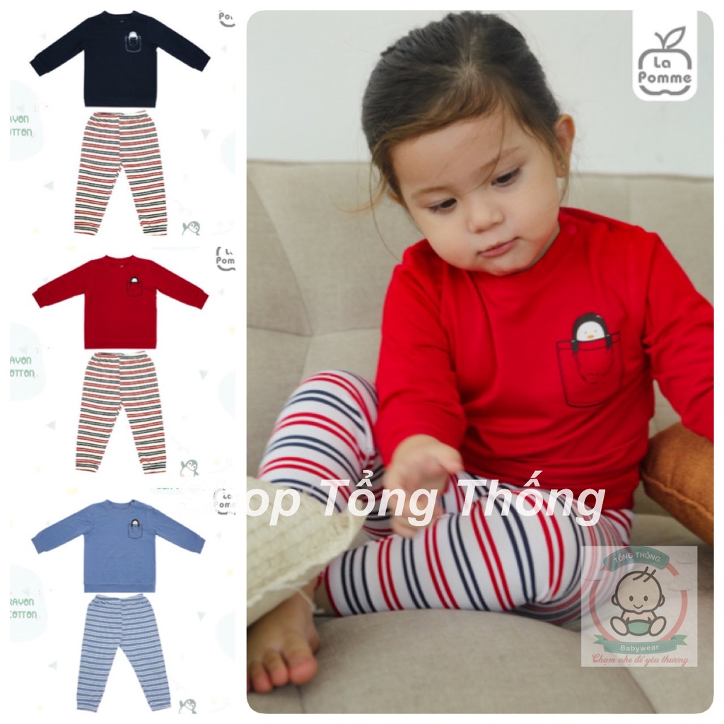 Bộ La Pomme Bamboo túi cánh cụt dài tay cài vai cao cấp mềm mịn thấm hút tốt thoáng mát cho bé trai bé gái SL179