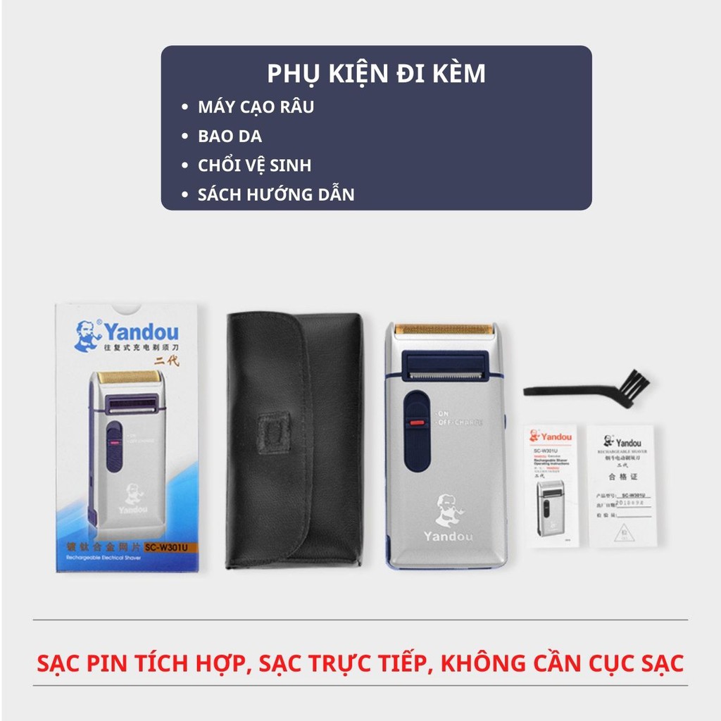 Máy cạo râu đa năng YANDOU SC w301u Cạo khô cạo ướt - Máy cạo râu đàn ông hình ông già DC04