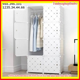 Tủ nhựa lắp ghép 8 ô trắng caro