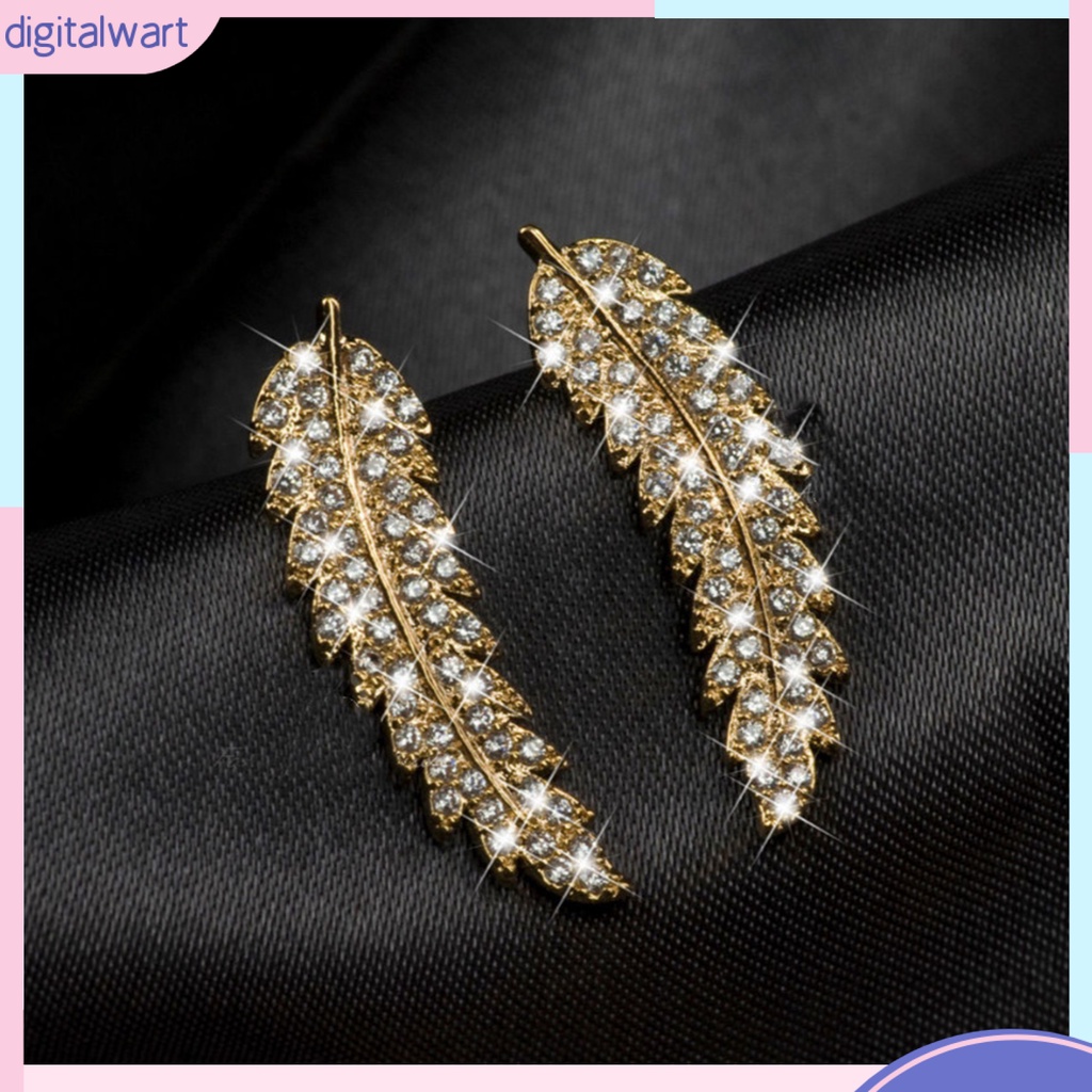 Cặp khuyên tai hình lá đính kim cương giả sang trọng cho nữ