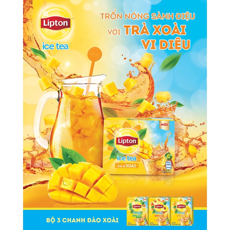 Hộp 16 Gói Trà Hòa Tan Lipton Ice Tea Vị Xoài 14g/gói