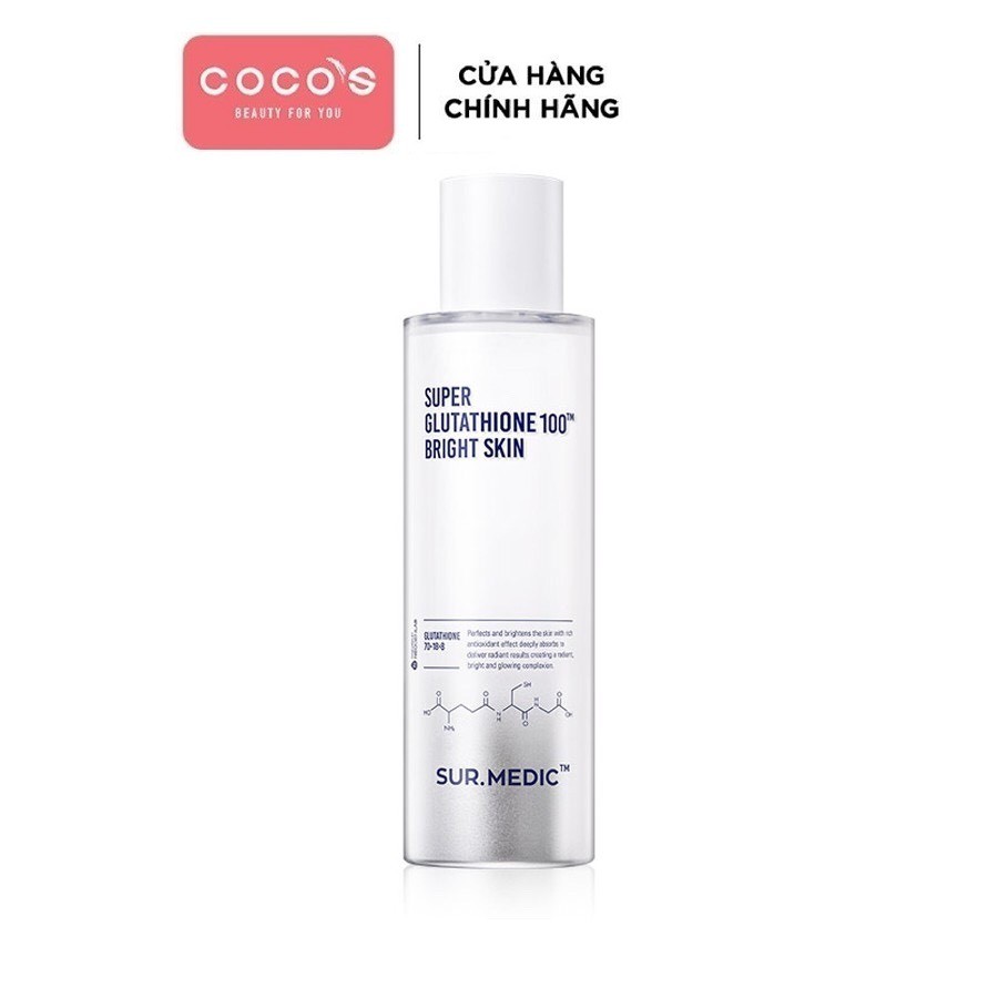 Nước Hoa Hồng Cân Bằng Da SURMEDIC Super Glutathione 100 Bright Skin Toner Dưỡng Trắng, Giữ Ẩm Sâu 145ml