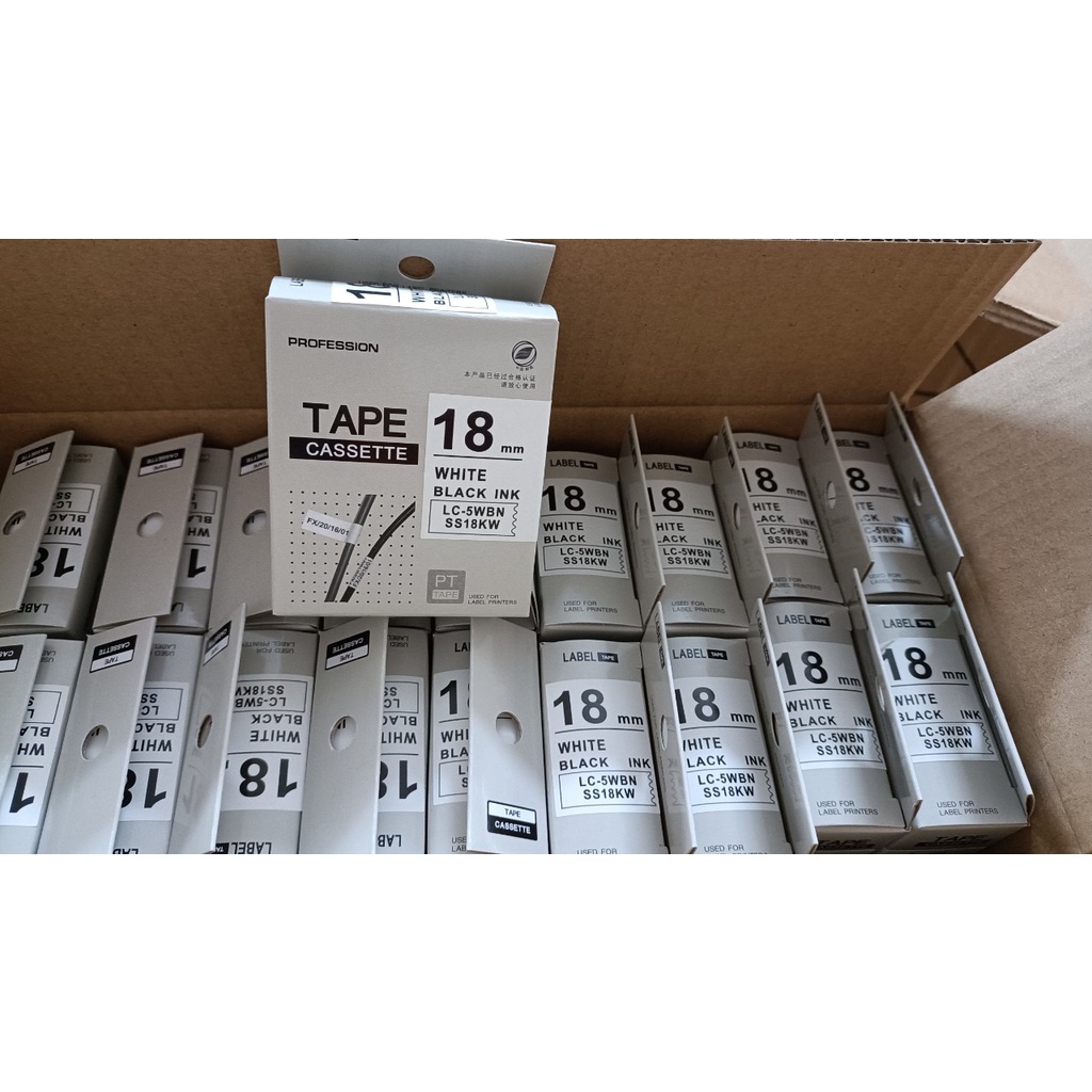 Băng mực in nhãn cỡ 6mm,9mm,12mm,18mm dài 8m dùng cho máy TEPRA PRO KING JIM SR-R170V / SR530 / SR970 / SR5900P /SR7900P