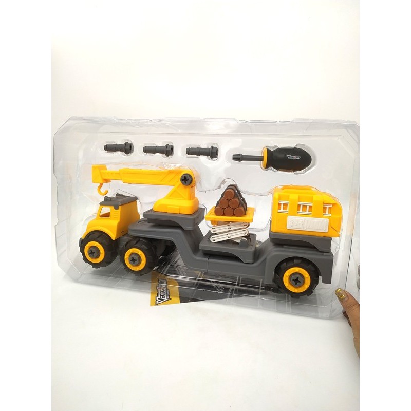 Bộ đồ chơi lắp ráp VECTO DIY 3 trong 1 - Xe cẩu, Xe chở gỗ, Xe dụng cụ OK1029