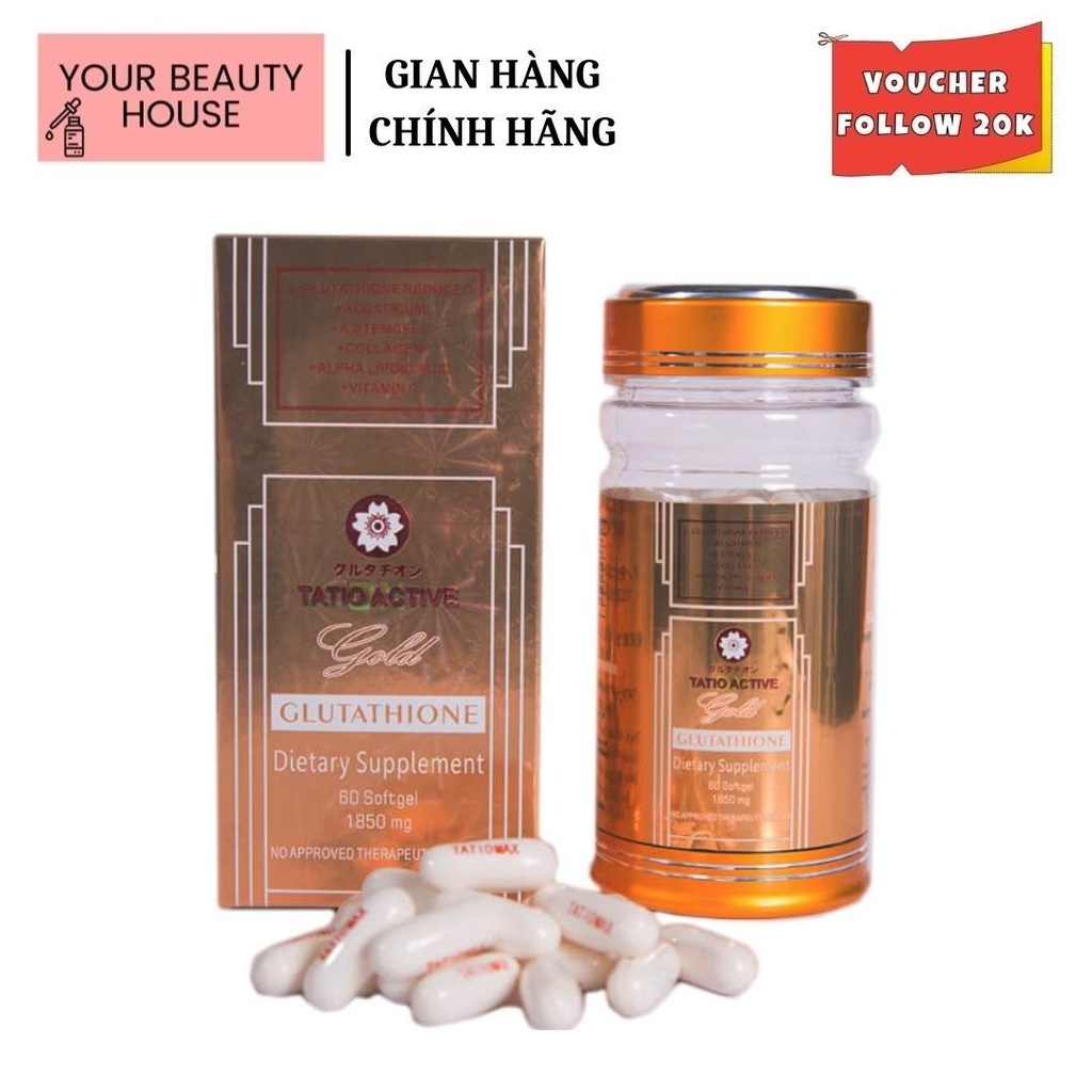 Viên Uống Tatio Active Gold Glutathione Nhật Bản 1850mg