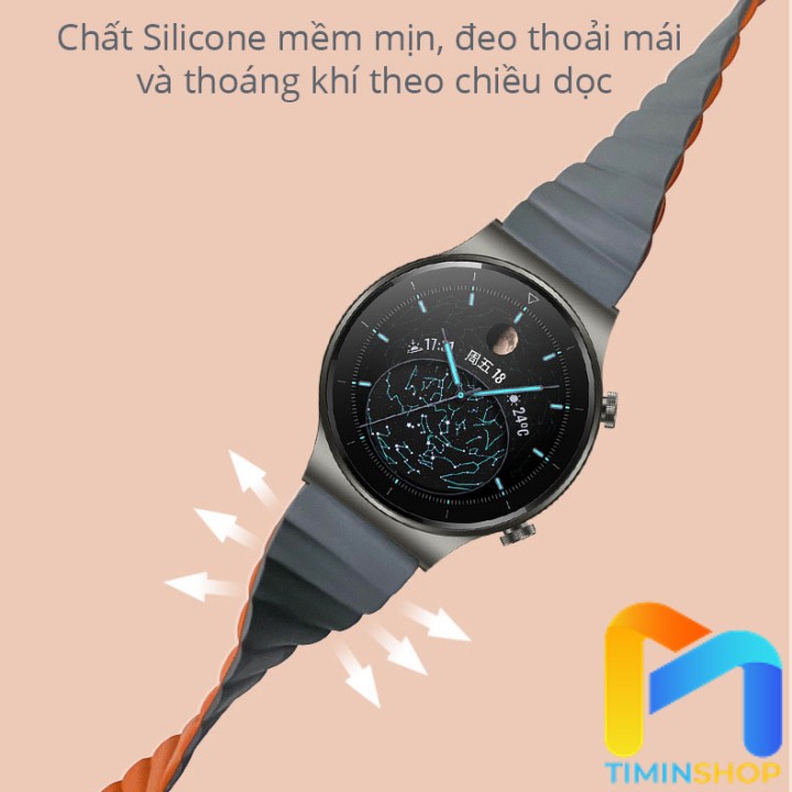 Dây đeo Huawei Watch 3/ 3 Pro/ GT2 Pro/ GT/ GT2E/ GT2 - Chất Silicone, khóa nam châm