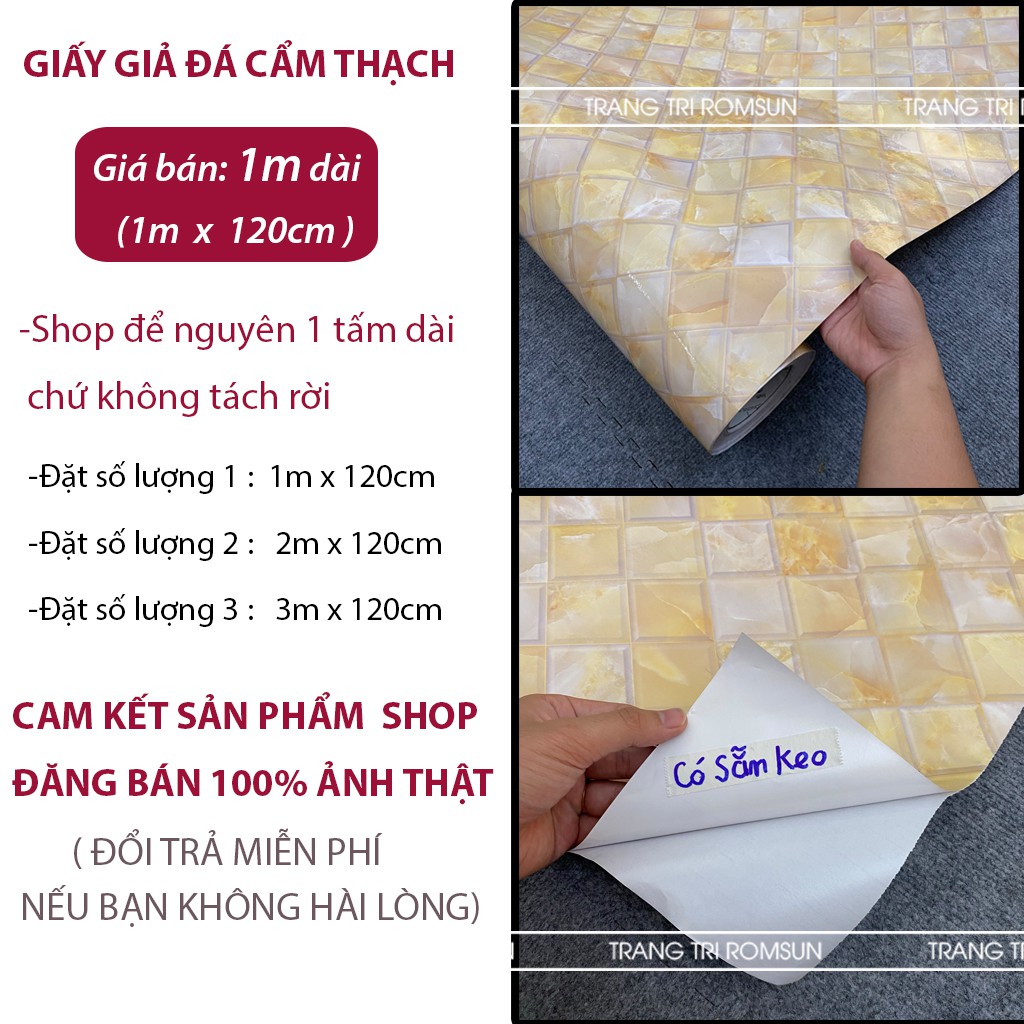 Giấy dán tường bếp giả vân đá cẩm thạch 3D chịu nhiệt, Decal dán tủ,bàn,ghế, kệ tường bếp phòng ăn chống bám dầu mỡ | BigBuy360 - bigbuy360.vn