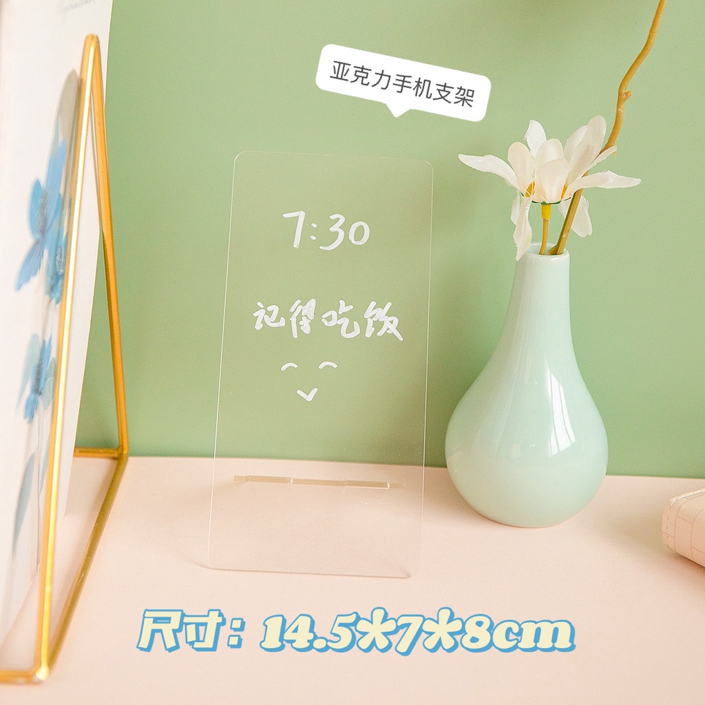 Bảng Viết Thông Điệp Bằng acrylic Trong Suốt Kèm Giá Đỡ Điện Thoại Tiện Dụng