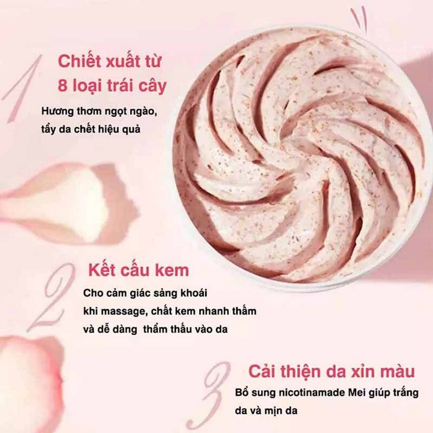 Tẩy da chết body Đào Peach Clear, tẩy tế bào chết body đào, kem thải độc tố da DANA