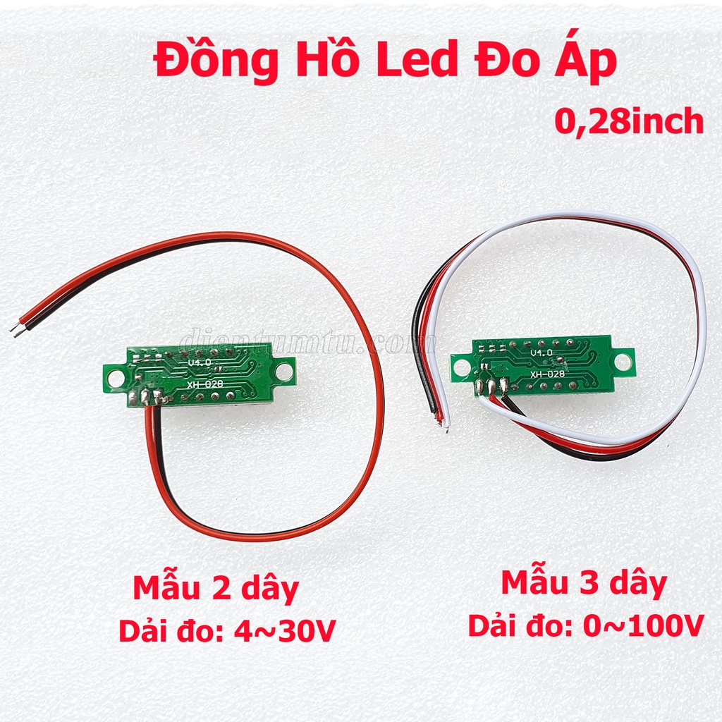 Đồng Hồ Led Đo Áp -Vôn Kế Điện Tử - Đo Volt DC - 0.28 inch 2 Dây - 3 dây