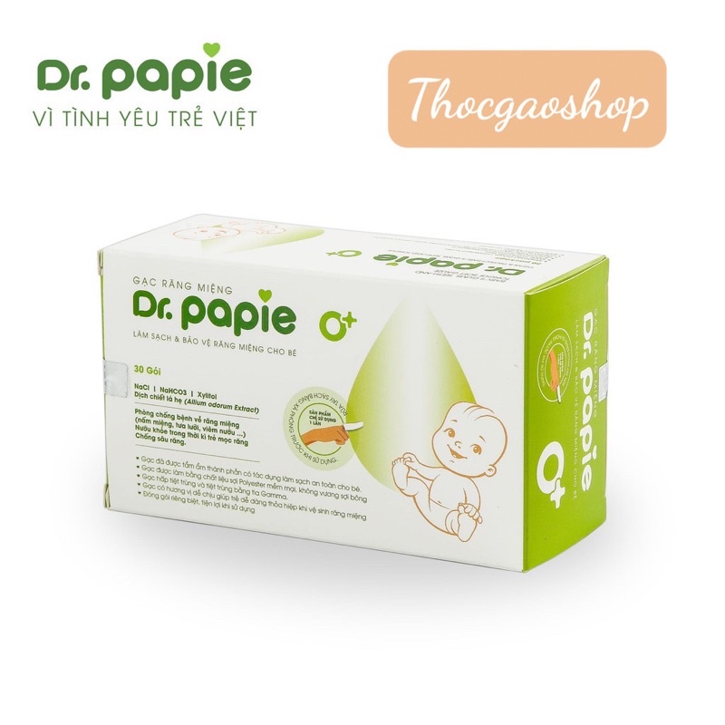 Gạc rơ lưỡi Dr Papie vệ sinh răng miệng cho bé (hộp 30 cái)