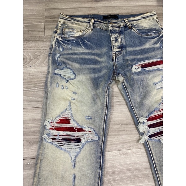 Quần bò Amiri likeauth rách vá đỏ siêu chất 7920, jean bò rách màu new, Bin Store