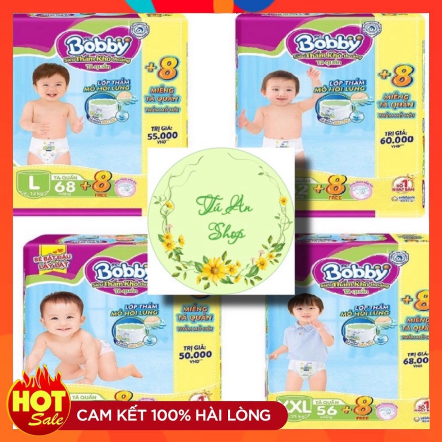 Bỉm BOBBY tã quần M76 L68 XL62 XXL56 lưng thun thấm mồ hôi - Hàng Chính |Hãng