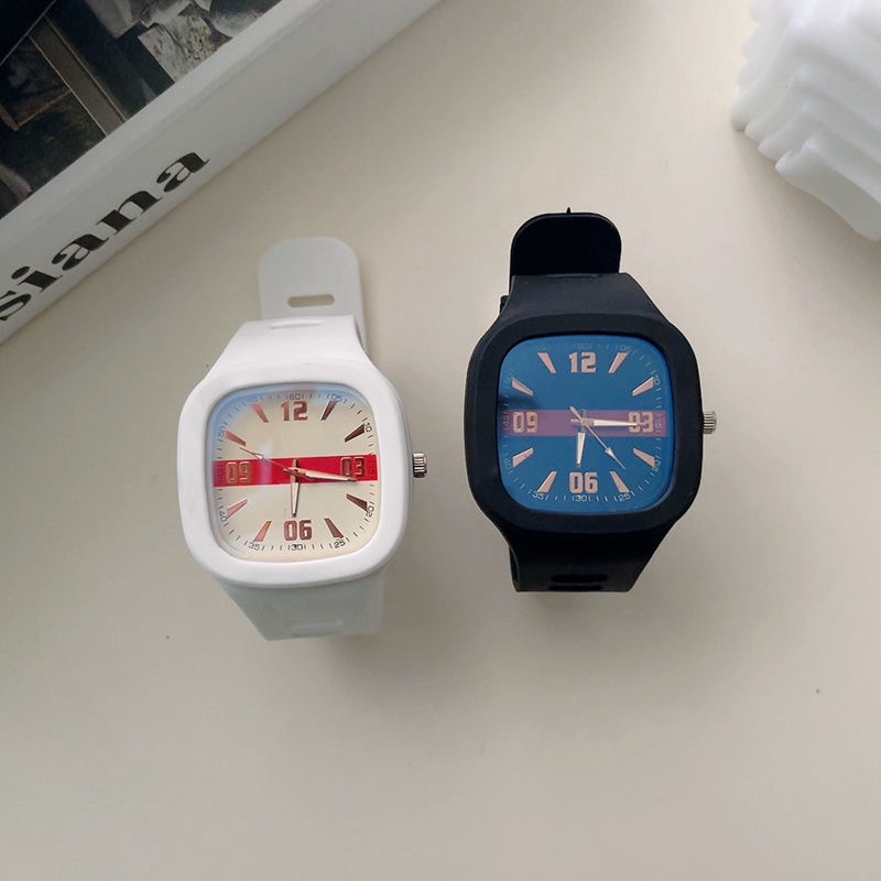 Đồng Hồ Đeo Tay Mặt Vuông Màu Sắc Thanh Lịch Dành Cho Nam Và Nữ