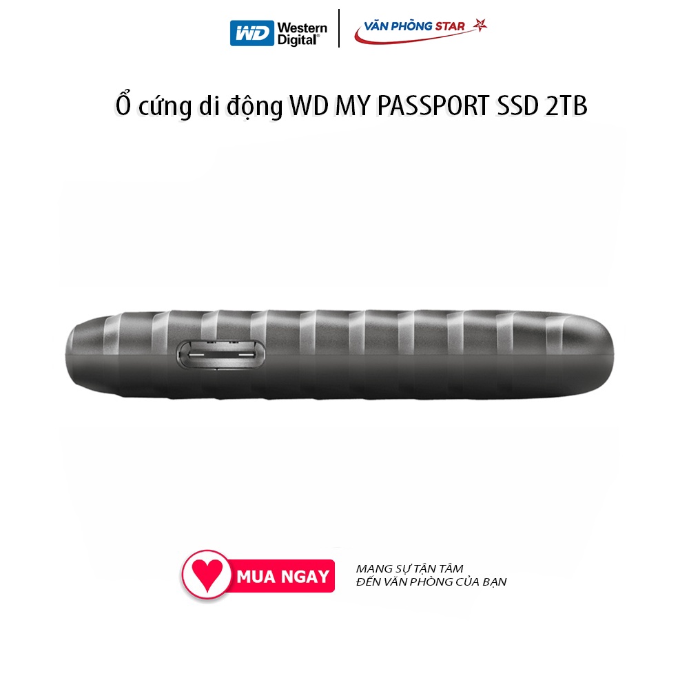 Ổ cứng di động WD MY PASSPORT SSD 2TB USB 3.2 WDBAGF0020BGY-WESN Tốc độ đọc: 1050mb/s; tốc độ ghi: 1000mb/s chính hãng
