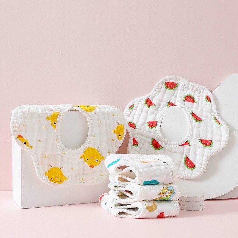 Yếm tròn xoay 6 lớp Organic cotton cho bé