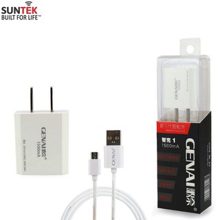 Combo củ sạc nhanh genai 1 cổng usb 1.5a+cáp sạc genai cổng micro-usb