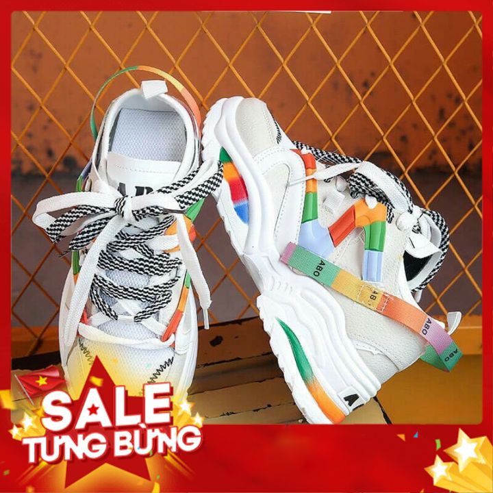 Giày thể thao sneaker nữ độn đế ĐỘC_Store kiểu dáng dây kép 2 màu ABO