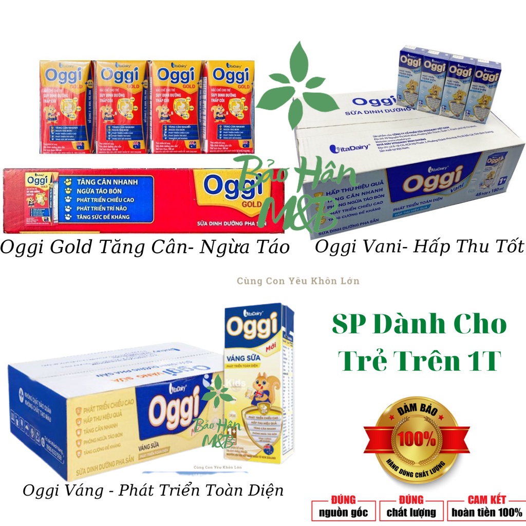 Sữa Bột Pha sẵn Oggi Thùng 48 Hộp [ Gold , Váng Sưa , Vani ] [ Mẫu Mới ] [ Thùng x 48H ] [ date luôn mới ]