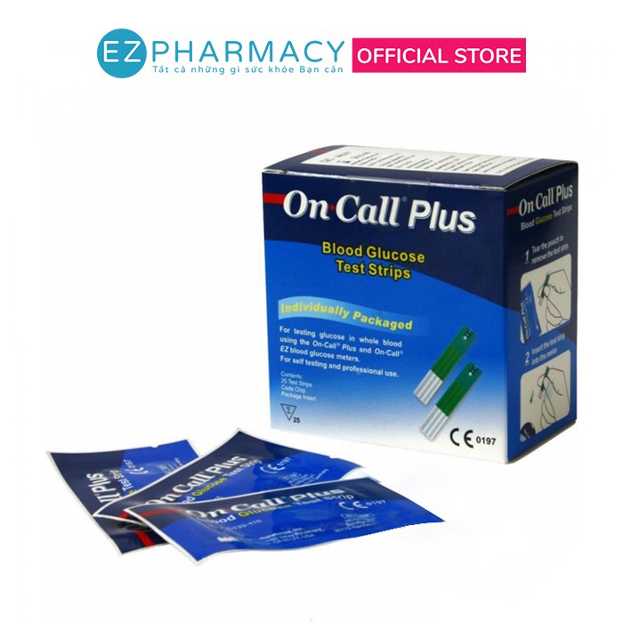 Que Thử Đường Huyết Acon On Call Plus (1 hộp 25 gói test rời)