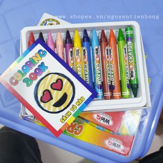Bút sáp thơm 12 màu WinQ kèm tranh tô màu (01hộp)