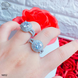 Nhẫn bạc nữ mặt tròn đính đá bền màu cao cấp Orin N852