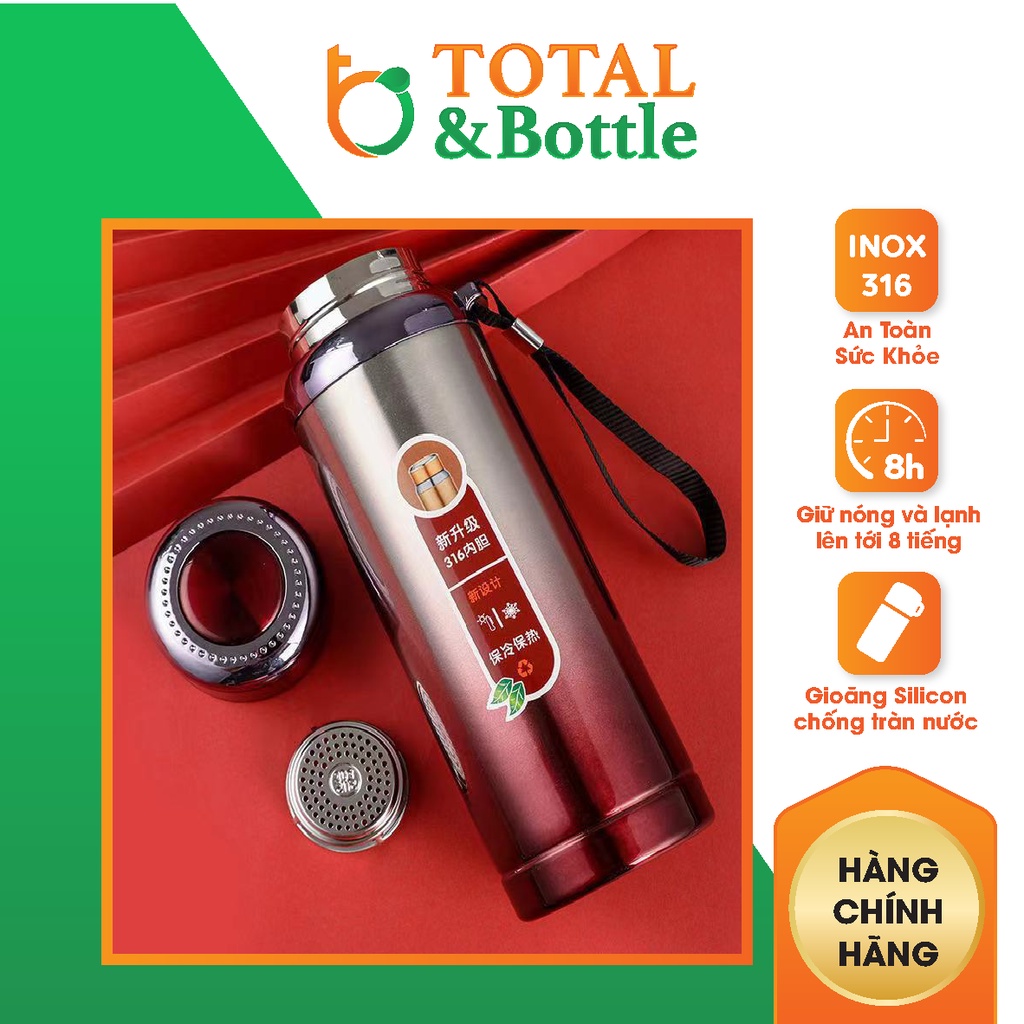 Bình giữ nhiệt, bình nước giữ nhiệt cao cấp inox 316 - Dung tích lớn 600ml, 1000ml
