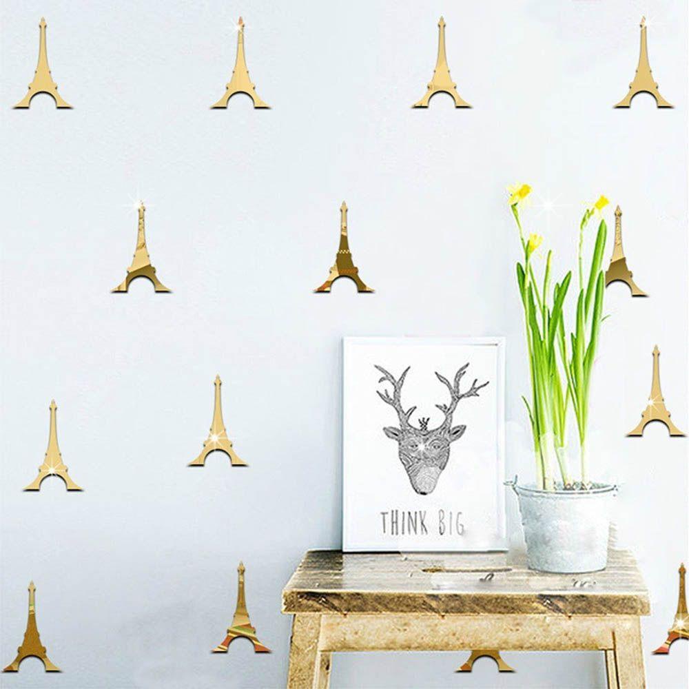ELEGANT Bộ 12 Miếng Dán Tường Tráng Gương Dùng Trang Trí Phòng Ngủ Cho Trẻ DIY