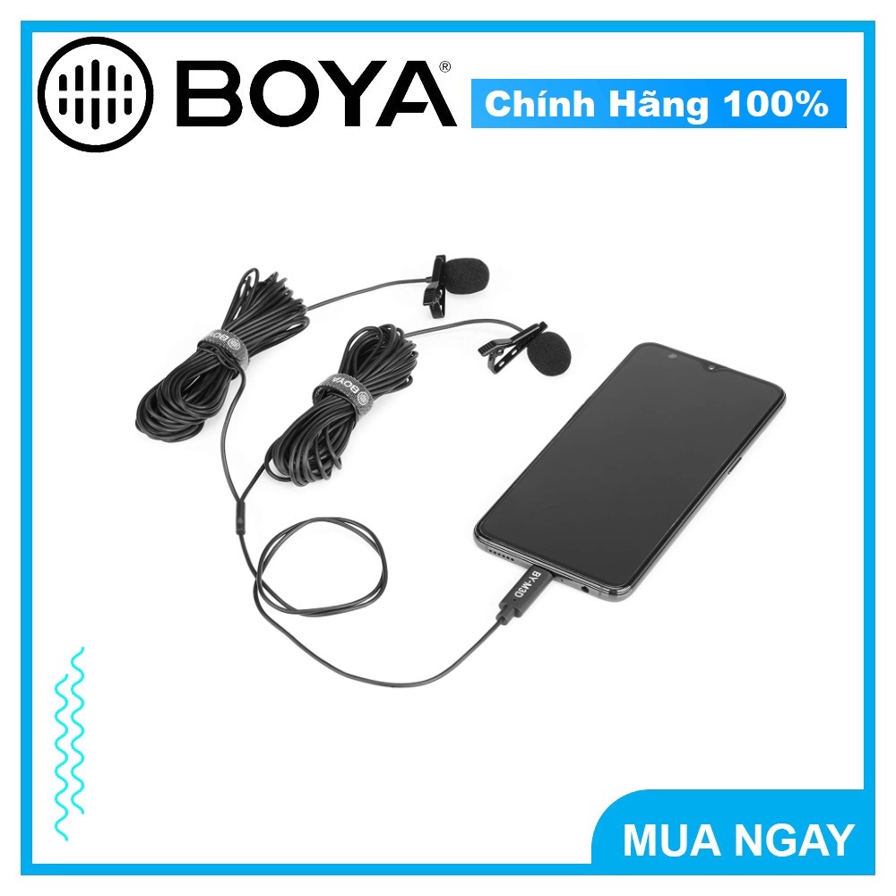 BOYA BY-M3D - Hàng Chính Hãng - Mic thu âm cài áo cổng Type-C | Thu cho 2 người | Dành cho điện thoai Android