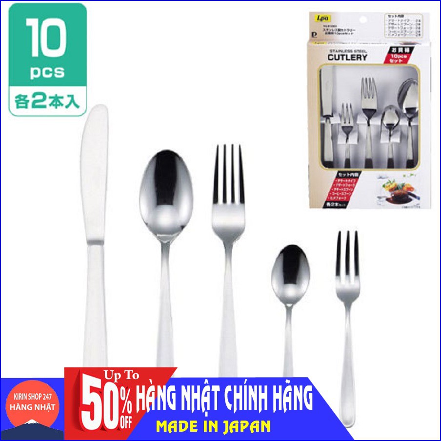 Bộ 10 dao thìa dĩa inox cao cấp Hàng Nhập Khẩu Từ Nhật