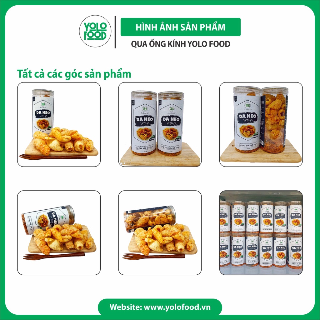Da heo tỏi ớt 170g YOLOFOOD đồ ăn vặt, ngon, chất lượng, da heo cháy tỏi chiên giòn, cay cay giòn rụm đóng hộp atvstp