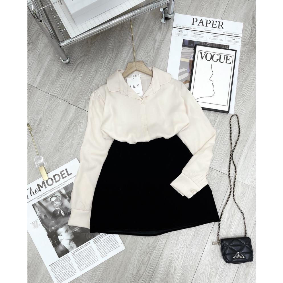 [ 𝐅𝐑𝐄𝐄 𝐒𝐇𝐈𝐏 ] SET SƠ MI CÔNG SỞ CHÂN VÁY NHUNG CHỮ A