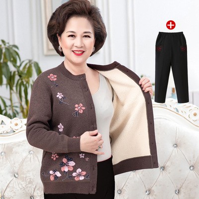 Áo khoác nỉ lót lông trung niên cho bà cho mẹ hàng đẹp 2021