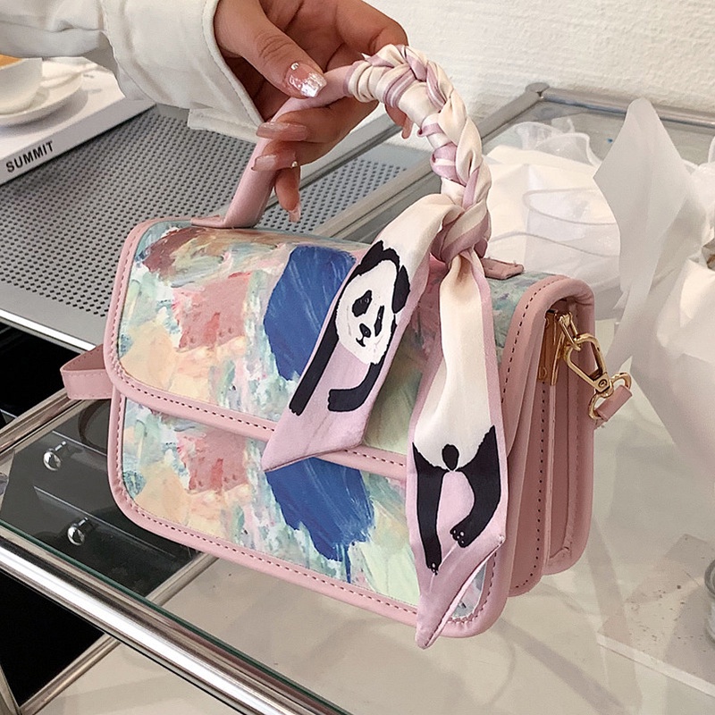 Túi Đeo Chéo Dáng Vuông Nhỏ In Họa Tiết Hoạt Hình Thời Trang Cho Nữ