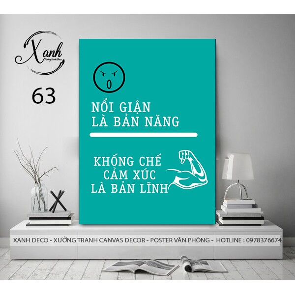 Tranh canvas văn phòng , tranh slogan động lực tặng đinh treo tranh