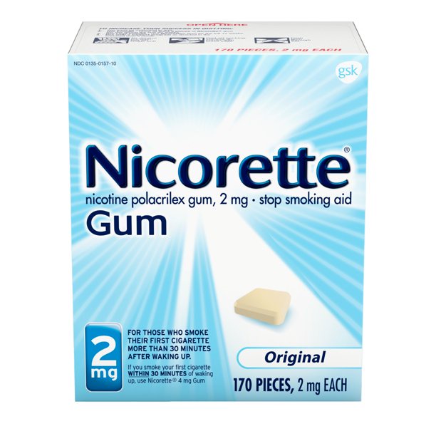 Kẹo cao su cai thuốc Nicorette Gum White Ice Mint 4mg và 2mg