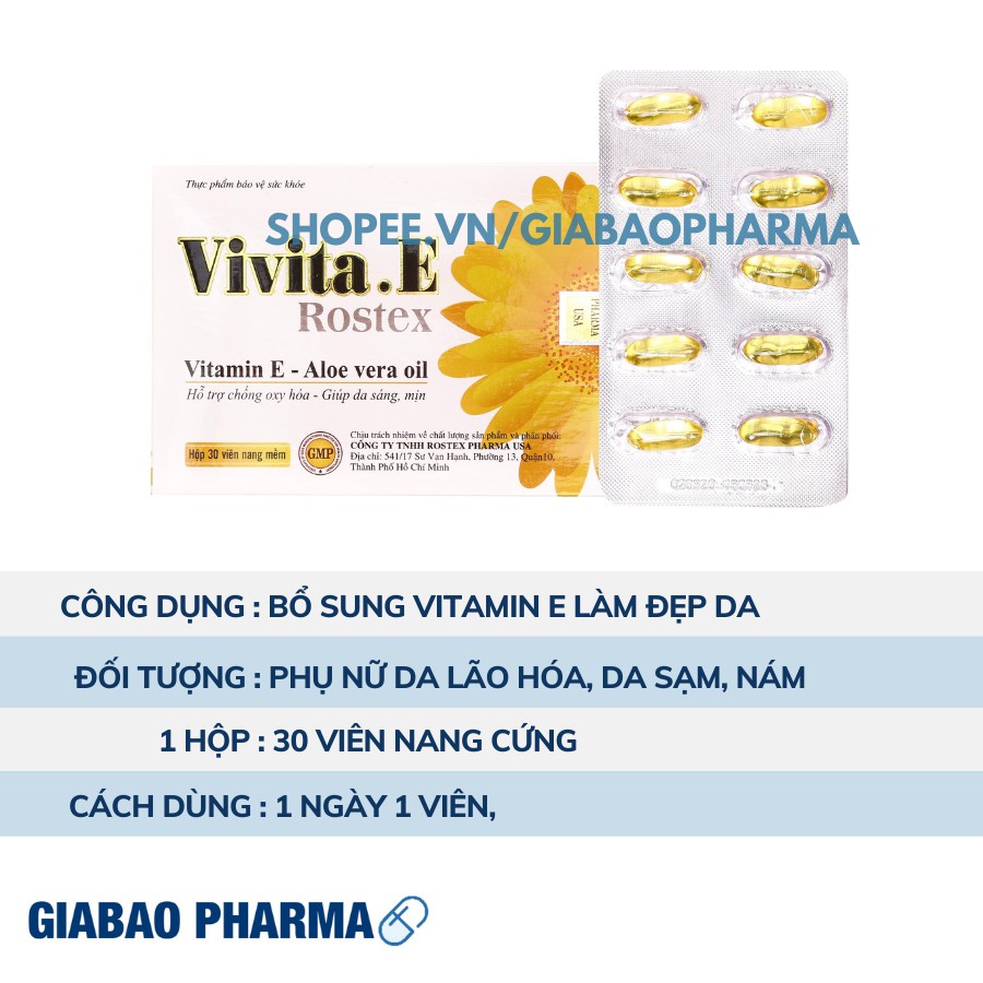 Viên uống bổ sung Vitamin E 400 IU làm đẹp da Vivita.E Rostex | BigBuy360 - bigbuy360.vn
