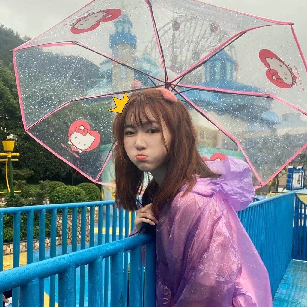 Dù Mềm Trong Suốt In Hoạt Hình Mèo Kitty Kiểu Hàn Quốc Dễ Thương Cho Bé Gái