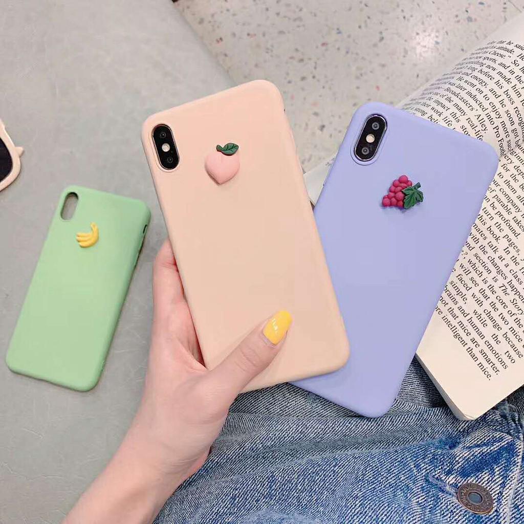 Ốp lưng silicon mềm gắn hình trái cây dễ thương cho iphone 6 6s plus 7 8 plus X XS MAX XR