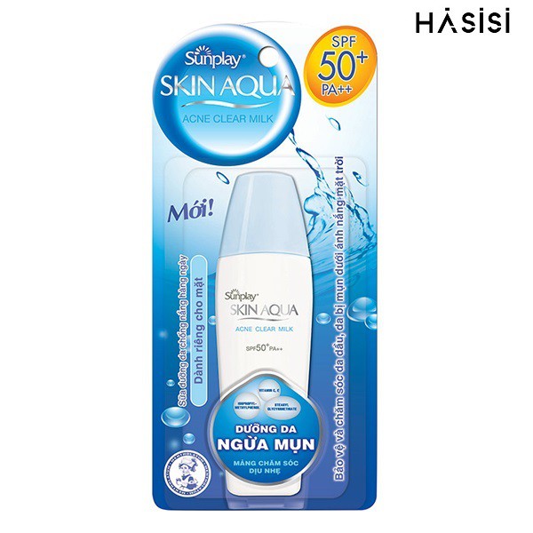 Sữa Chống Nắng Dưỡng Da Ngừa Mụn SUNPLAY SKIN AQUA ACNE MILK SPF50+ PA++++ 25g (kèm khuyến mãi )