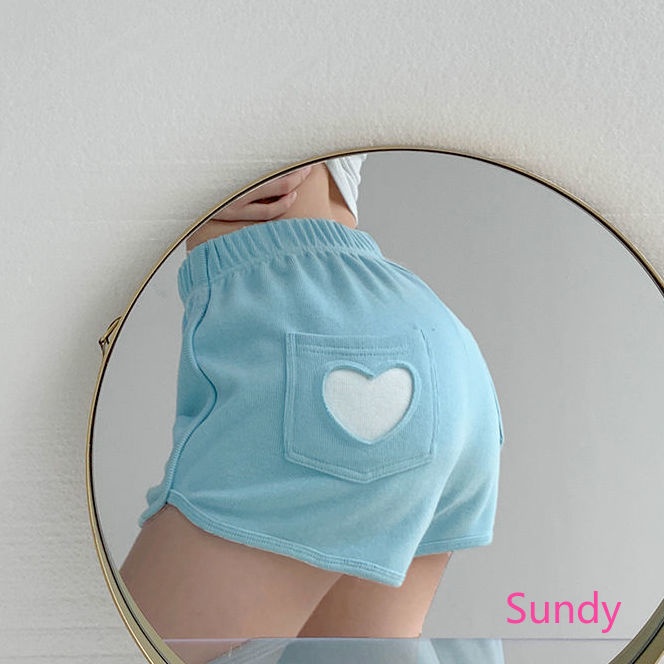 Quần Short Thể Thao Có Túi In Hình Trái Tim Thời Trang Mùa Hè Cho Bé Gái