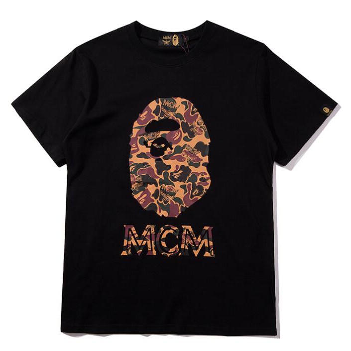 Áo Thun Chất Liệu Vải Cotton Tay Ngắn Có In Hoạ Tiết Bape Cá Tính