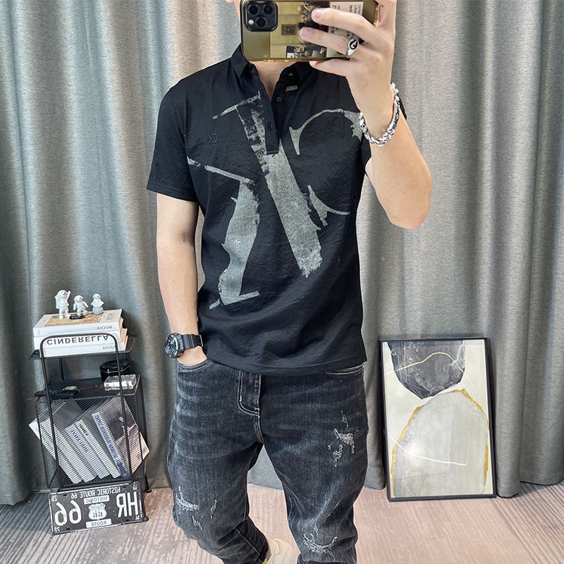 Áo Thun Polo Ngắn Tay Vải Lanh Cotton Ôm Dáng Thiết Kế Trẻ Trung Cho Nam