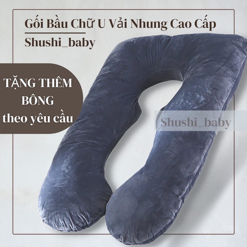 Gối Ôm Bầu Chữ U Cao Cấp Vải Nhung Hỗ Trợ Giảm Đau Lưng Cho Mẹ Bầu