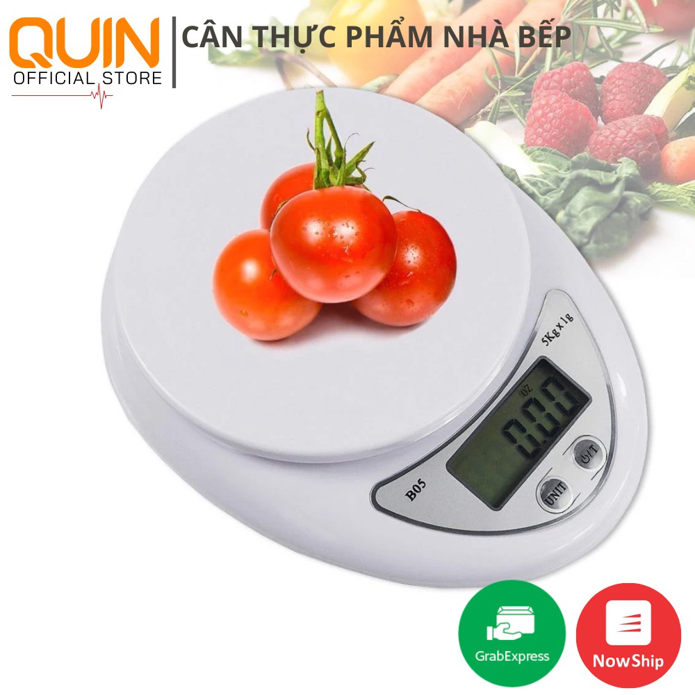 Cân Điện Tử Nhà Bếp | Cân Chia Thực Phẩm 5kg + Tặng Kèm 2 Pin AAA