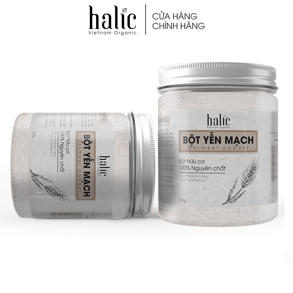 Bột Yến Mạch đắp mặt nạ nguyên chất Halic Organic 125G chống lão hóa da, ngừa mụn, làm trắng sáng da hiệu quả