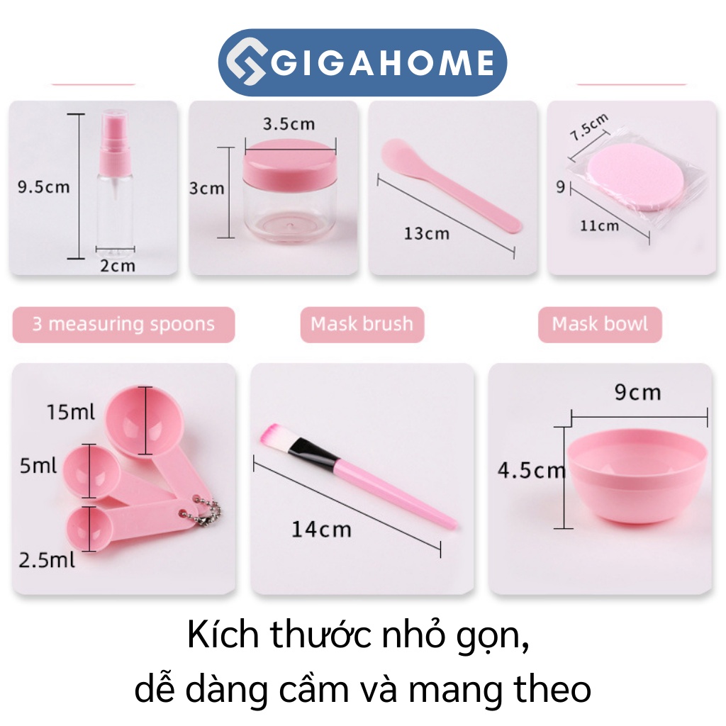Bộ Trộn Mặt Nạ 9 Món GIGAHOME Gồm Chén, Que Trộn, Cọ, Thìa Đong, Chai Chiết Mỹ Phẩm 6279