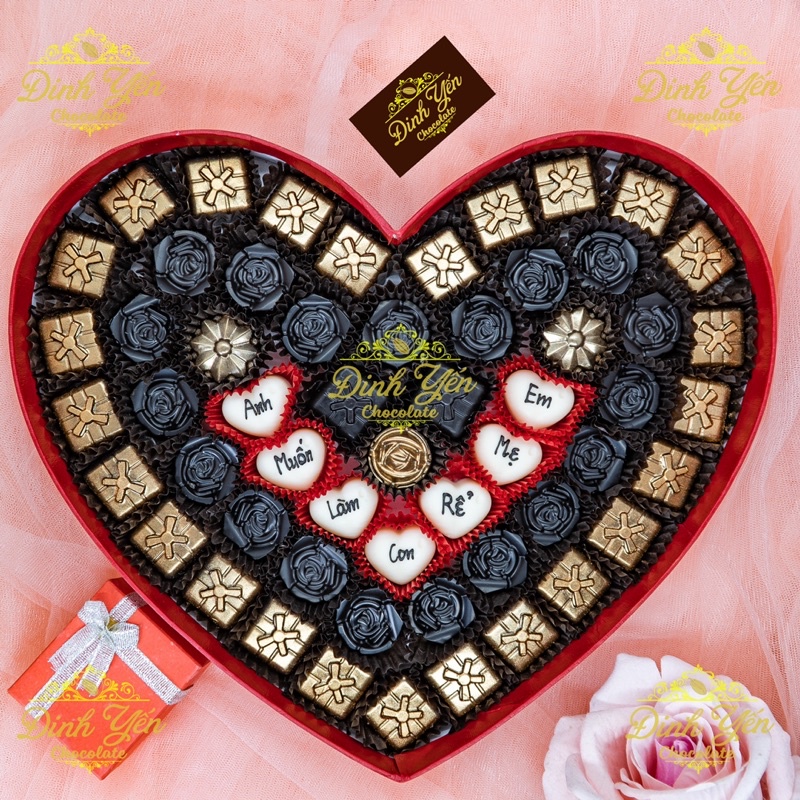 Hộp quà tặng socola valentine/30x3,5cm/M5B/55-57 viên