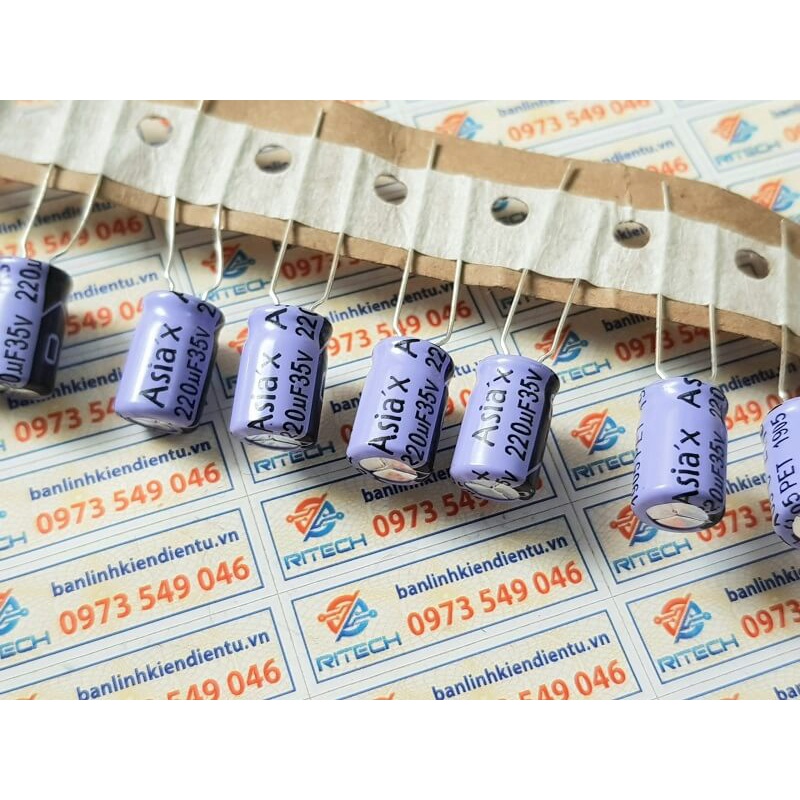 [ Combo 20 chiếc] Tụ hóa 220uF – 35V kích thước 8*12mm hãng Asia’x